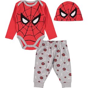 Spiderman Baby Boys Clothing 3-Piece Set with Baby Bodysuit, Pants, and Hat - Marvel Avengers Baby Boy's Outfit in Saudi Arabia