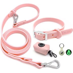 ZALER Dog Collar and Leash Set, Waterproof Adjustable Stinkproof Pet Collars Leashes for Large, Medium Small Dogs, 6FT Dog Leash with Airtag Dog Collar Holder and Dog Poop Bag Holder (L, Purple) in Kuwait
