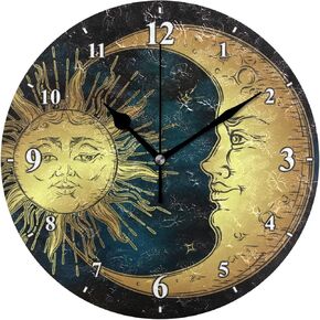JIPONI Blue Gold Marble Abstract Modern Wall Clock Silent Non-Ticking, 9.8 Inch Round Clocks Decorative for Living Room Kitchen Bedroom Office