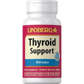 Lindberg Thyroid Support | 90 Capsules | with Iodine Complex | Non-GMO, Gluten Free Supplement in Kuwait