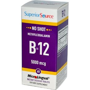 سابيريور سورس - نو شوت B12 ميثيل كوبالامين تذويب فوري 5000 ميكروغرام. 60 in Kuwait