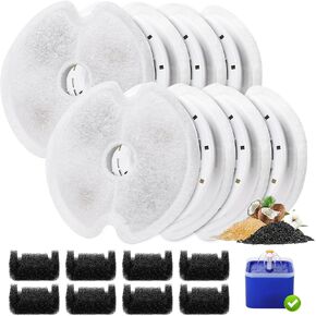 4 Packs Cat Water Fountain Filters for Ultra Silent Cat Fountain 67oz/2L with LED Night Light, Triple Filtration System Activated Carbon Filter with Pre-Filter Sponges for Pet Water Fountain in Kuwait