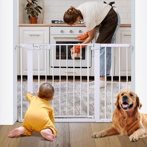 Ciays Baby Gate 29.5" to 37.4", 30-in Height Extra Wide Dog Gate for Stairs, Doorways and House, Auto-Close Safety Metal Pet Gate for Dogs with Alarm, Pressure Mounted,White White in Kuwait