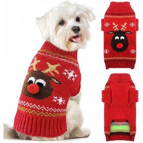 XGDMEIL الكلب سترة عيد الميلاد لطيف الأيائل عيد الميلاد ملابس الكلب الحيوانات الأليفة الزي لXs صغيرة متوسطة كبيرة الكلاب القطط الخريف الشتاء الياقة المدورة محبوك جرو البلوز (XXS) in Kuwait