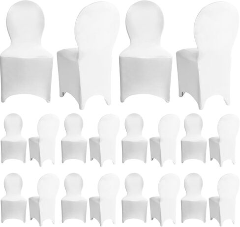 Moukeren Spandex Folding Chair Covers Stretch Chair Slipcovers Polyester Fitted Seat Covers for Wedding, Banquet, Celebration, Holidays,Dining Room, Living Room(White,12 Pcs) in Kuwait