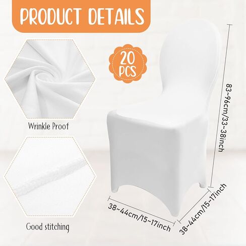 Moukeren Spandex Folding Chair Covers Stretch Chair Slipcovers Polyester Fitted Seat Covers for Wedding, Banquet, Celebration, Holidays,Dining Room, Living Room(White,12 Pcs) in Kuwait