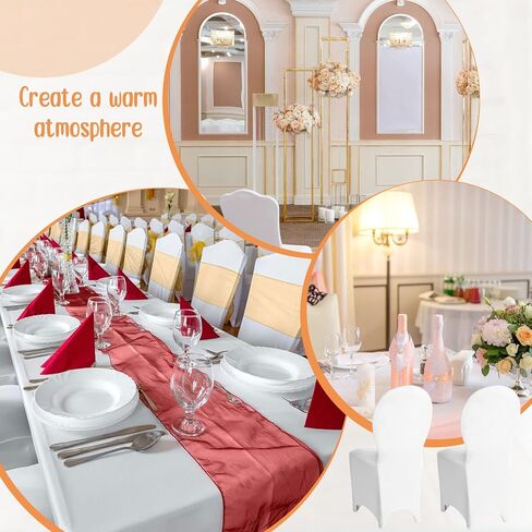 Moukeren Spandex Folding Chair Covers Stretch Chair Slipcovers Polyester Fitted Seat Covers for Wedding, Banquet, Celebration, Holidays,Dining Room, Living Room(White,12 Pcs) in Kuwait