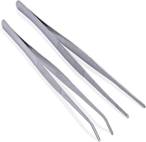 CoCoo Feeding Tongs for Reptiles, Stainless Steel Tweezers, 1 Straight Tip Nipper & 1 Curved Serrated Forcep, Feeds Mealworms, Crickets to Snakes, Geckos, Lizards, Tarantulas, 2pc in Kuwait