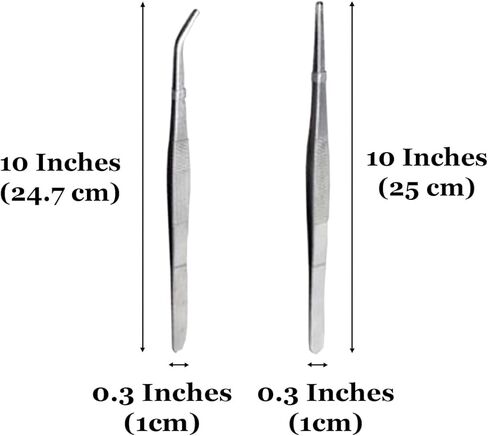 CoCoo Feeding Tongs for Reptiles, Stainless Steel Tweezers, 1 Straight Tip Nipper & 1 Curved Serrated Forcep, Feeds Mealworms, Crickets to Snakes, Geckos, Lizards, Tarantulas, 2pc in Kuwait