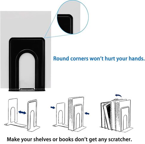 مساند كتب معدنية للمكتب المنزلي، حامل رف كتب لديكور المنزل، نهايات كتب للكتب الثقيلة/الأفلام/الأقراص المضغوطة، أبيض 6.5 × 5 × 5.7 بوصة، 4 أزواج/ 8 قطع in Kuwait