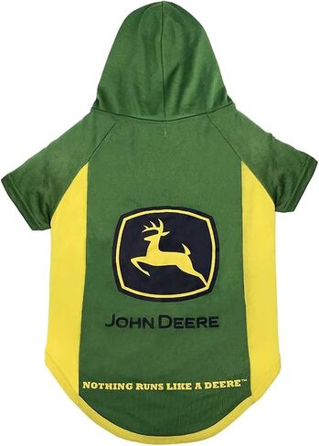 تي شيرت بقلنسوة للكلاب من Pets First John Deere، مقاس كبير. ملابس دافئة للحيوانات الأليفة مع غطاء رأس للحيوانات الأليفة والكلاب والقطط والجراء والقطط الصغيرة. تي شيرت وسترة ناعمة ومريحة وقابلة للتمدد ومتينة للحيوانات الأليفة، باللون الأخضر in Saudi Arabia