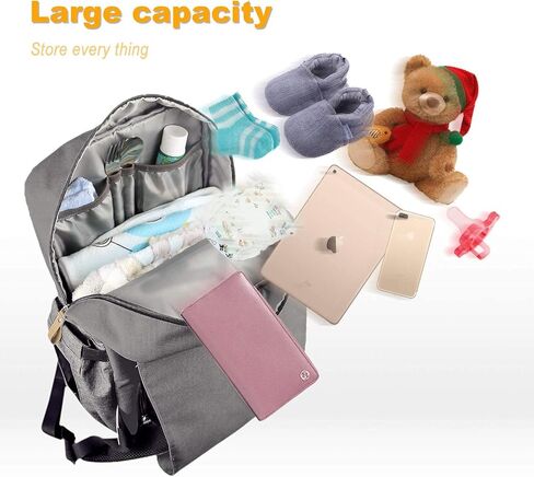 حقيبة ظهر للحفاضات للأم من هاب تيم، حقائب لحفاضات الأطفال ذات سعة كبيرة للأولاد والبنات، بحث في سجل الطفل (1004-DG) in Kuwait