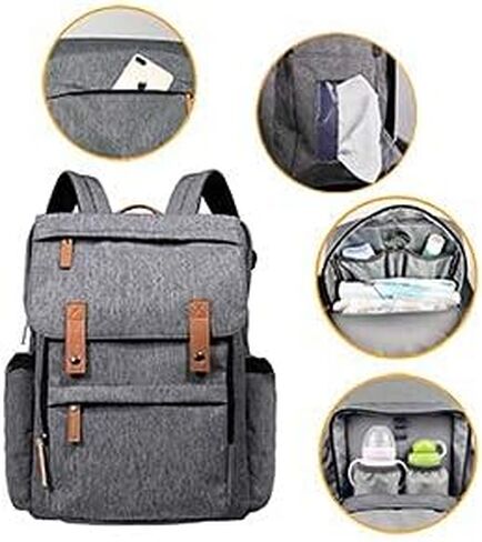 حقيبة ظهر للحفاضات للأم من هاب تيم، حقائب لحفاضات الأطفال ذات سعة كبيرة للأولاد والبنات، بحث في سجل الطفل (1004-DG) in Kuwait