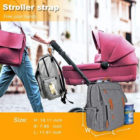 حقيبة ظهر للحفاضات للأم من هاب تيم، حقائب لحفاضات الأطفال ذات سعة كبيرة للأولاد والبنات، بحث في سجل الطفل (1004-DG) in Kuwait