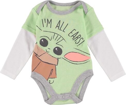 STAR WARS Baby Yoda Boys' 3 Piece Short Sleeve Bodysuit Pull-on Pants and Accessory in Saudi Arabia