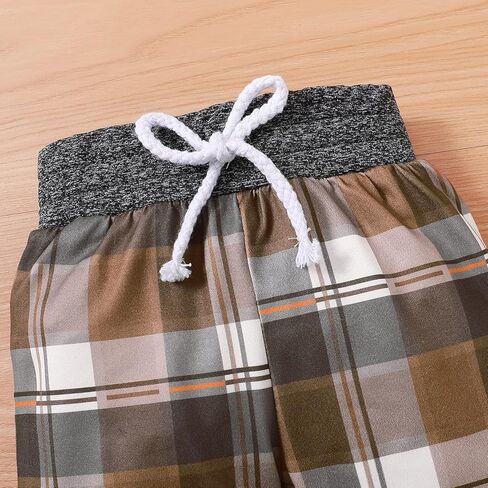 ملابس XFGLCK لحديثي الولادة للأولاد للخريف والشتاء بأكمام طويلة رومبير + مجموعة سراويل منقوشة بدلة رياضية in Kuwait