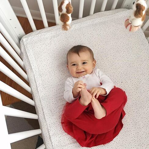 ملاءة سرير أطفال QuickZip بسحاب إضافي (قاعدة ملفوفة SecureFit غير متضمنة) - ملاءات سرير أطفال أسرع وأكثر أمانًا وأسهل - رمادي منقط 100% قطن - تناسب جميع مراتب سرير الأطفال القياسية in Kuwait