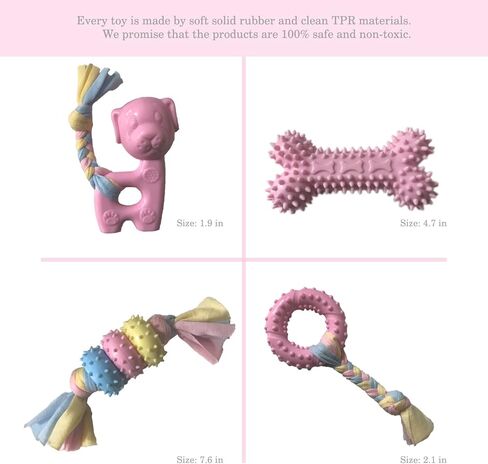 Puppy Toys for Teething, Dog Chew Toys for Small & Medium Breeds, Soothe Teething Pain, Lessens Anxiety, Durable, All-Natural Rubber and Cotton, 4-Pack (Blue) in Kuwait