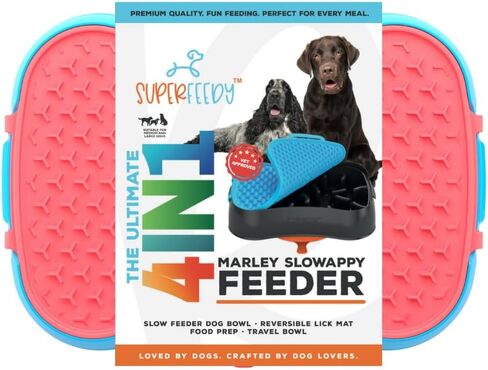 أوعية تغذية بطيئة للكلاب وحصيرة لعق من Super Feedy - وعاء للكلاب 4 في 1 - وعاء للكلاب يأكل ببطء - خالٍ من مادة BPA، وعاء تغذية بطيء من السيليكون بدرجة الطعام - وعاء للحيوانات الأليفة للأكل البطيء للأكل السريع - وحدة تغذية ألغاز للكلاب in Saudi Arabia