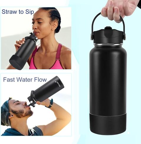 Straw Lid for Hydro flask Wide Mouth Water Bottle 32 oz 40 oz, Top Lids with Straw for Hydroflask Wide Mouth, Replacement Cap Accessories Flip Lid Flex Handle in Kuwait