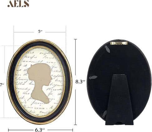 AELS 4x4 Inch Vintage Picture Frame, Elegant Antique Photo Frames with Glass Front, Photo Display, Tabletop Wall Hanging, Gift Ideas, Black Round with Gold Trim in Saudi Arabia