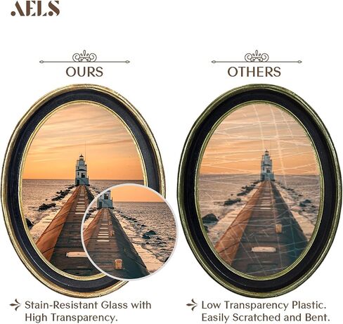 AELS 4x4 Inch Vintage Picture Frame, Elegant Antique Photo Frames with Glass Front, Photo Display, Tabletop Wall Hanging, Gift Ideas, Black Round with Gold Trim in Saudi Arabia
