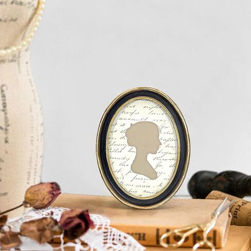 AELS 4x4 Inch Vintage Picture Frame, Elegant Antique Photo Frames with Glass Front, Photo Display, Tabletop Wall Hanging, Gift Ideas, Black Round with Gold Trim in Saudi Arabia