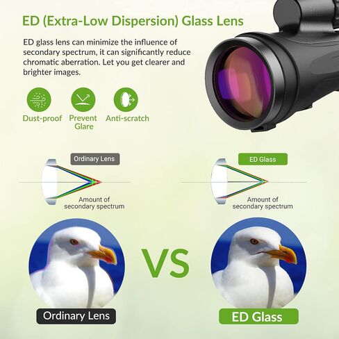 منظار أحادي العين APEXEL 12x50 ED، منظار أحادي العين محمول باليد في الهواء الطلق مع منشور BAK4 IPX7 مقاوم للماء وخفيف الوزن ومنظار أحادي العين لمباراة كرة القدم والصيد والمشي لمسافات طويلة والطيور والبالغين in Kuwait