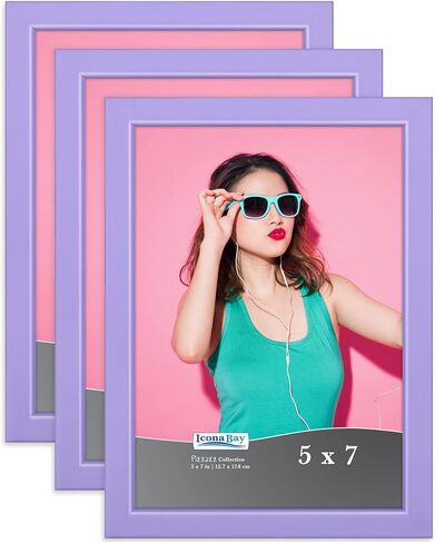 إطارات صور Icona Bay مقاس 5x7 (أحمر، 3 عبوات)، إطارات خشبية صلبة ملونة على الطراز الاسكندنافي للصور، مجموعة Pizzazz in Kuwait