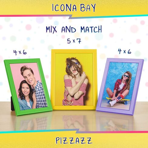 إطارات صور Icona Bay مقاس 5x7 (أحمر، 3 عبوات)، إطارات خشبية صلبة ملونة على الطراز الاسكندنافي للصور، مجموعة Pizzazz in Kuwait