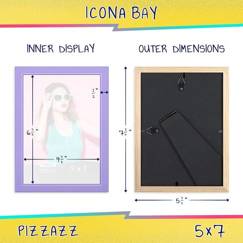 إطارات صور Icona Bay مقاس 5x7 (أحمر، 3 عبوات)، إطارات خشبية صلبة ملونة على الطراز الاسكندنافي للصور، مجموعة Pizzazz in Kuwait