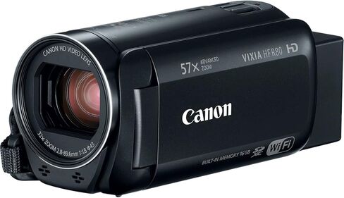 كاميرا فيديو Canon VIXIA HF R80 عالية الدقة مع تكبير متقدم 57x، فيديو 1080P، شاشة لمس 3 بوصة ومعالج صور DIGIC DV 4 - أسود (تم تجديده معتمد) in Kuwait