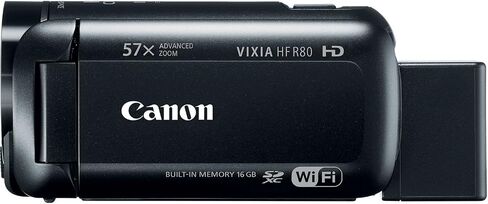 كاميرا فيديو Canon VIXIA HF R80 عالية الدقة مع تكبير متقدم 57x، فيديو 1080P، شاشة لمس 3 بوصة ومعالج صور DIGIC DV 4 - أسود (تم تجديده معتمد) in Kuwait