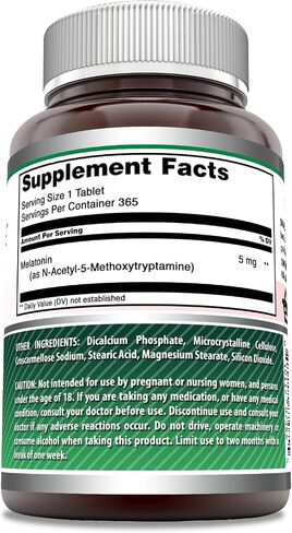 Amazing Nutrition Melatonin 5 Mg 180 Tablets Supplement | Non-GMO | Gluten Free | Made in USA in Saudi Arabia