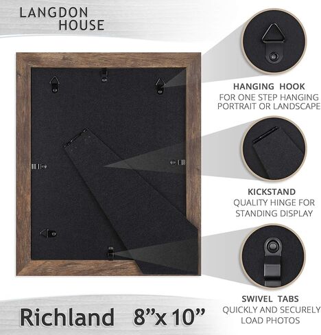 Langdon House 4x6 Picture Frames (Almond White, 6 Pack) Woodgrain Style, Wall Mount or Table Top, Richland Collection in Kuwait