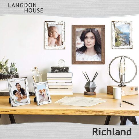 Langdon House 4x6 Picture Frames (Almond White, 6 Pack) Woodgrain Style, Wall Mount or Table Top, Richland Collection in Kuwait