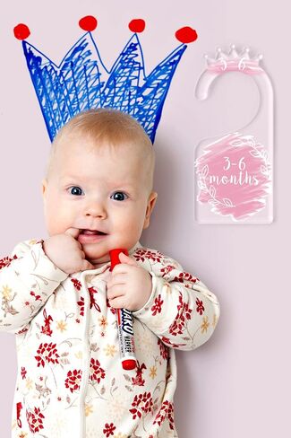 OneDream Baby Closet dividers Hanger separators - Set of 7 Baby Clothes dividers for Closet from Newborn to 24 Months, Acrylic Infant Clothes Divider Support DIY Pattern by Yourself in Saudi Arabia