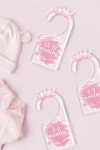 OneDream Baby Closet dividers Hanger separators - Set of 7 Baby Clothes dividers for Closet from Newborn to 24 Months, Acrylic Infant Clothes Divider Support DIY Pattern by Yourself in Saudi Arabia