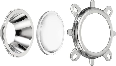 طقم زجاج بصري لعدسة LED مقاس 44 مم من PATIKIL، مُصادم عاكس محدب 90 درجة مع حامل حامل ثابت لتركيز رقاقة ضوء COB LED عالية الطاقة 10 وات in Kuwait