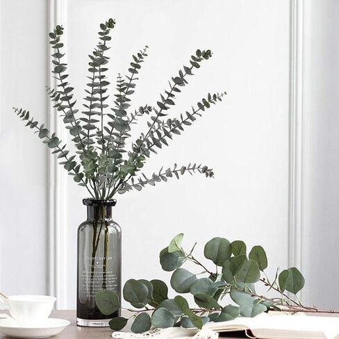 Faux Eucalyptus Stems 30" Long Artificial Greenery Stems Fake Eucalyptus Decor for Wedding Centerpiece Flower Bouquet Floral Arrangement Farmhouse Home Decoration in Kuwait