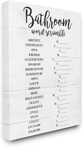 Stupell Industries Bathroom Scramble White and Black Word Wall Plaque, 10 x 15, Design By Artist Daphne Polselli in Kuwait