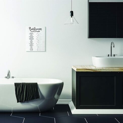 Stupell Industries Bathroom Scramble White and Black Word Wall Plaque, 10 x 15, Design By Artist Daphne Polselli in Kuwait