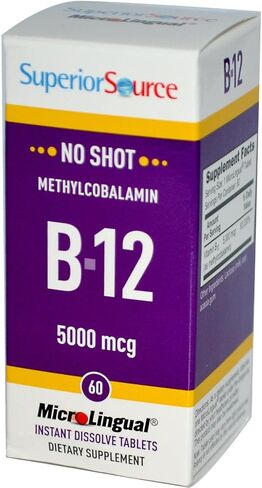 سابيريور سورس - نو شوت B12 ميثيل كوبالامين تذويب فوري 5000 ميكروغرام. 60 in Kuwait