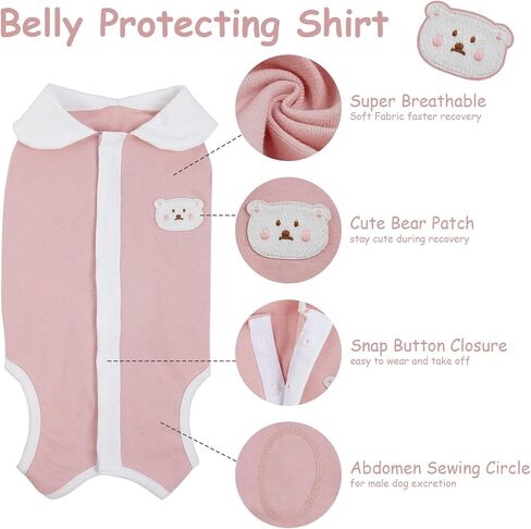 Recovery Suit for Dogs Cats, Cute Cat Recovery Suit Breathable Dog Onesie for Surgery Female Male Cone of Shame Alternative Surgical Spay Suit for Small Dogs Cats Pet Body Suit After Surgery,M in Kuwait