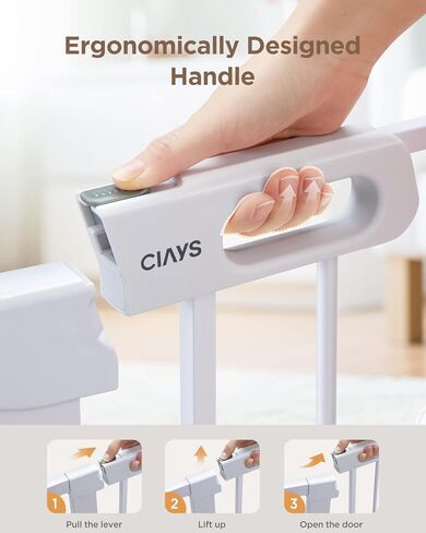 Ciays Baby Gate 29.5" to 37.4", 30-in Height Extra Wide Dog Gate for Stairs, Doorways and House, Auto-Close Safety Metal Pet Gate for Dogs with Alarm, Pressure Mounted,White White in Kuwait
