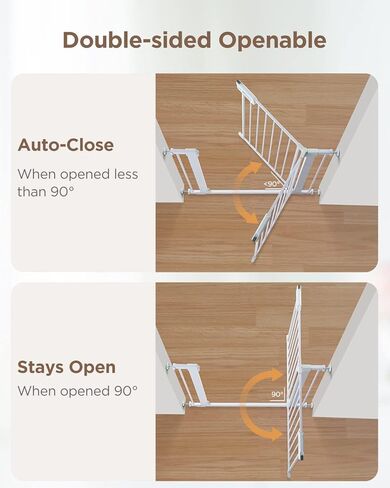 Ciays Baby Gate 29.5" to 37.4", 30-in Height Extra Wide Dog Gate for Stairs, Doorways and House, Auto-Close Safety Metal Pet Gate for Dogs with Alarm, Pressure Mounted,White White in Kuwait