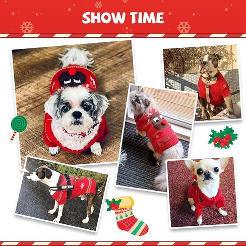 XGDMEIL الكلب سترة عيد الميلاد لطيف الأيائل عيد الميلاد ملابس الكلب الحيوانات الأليفة الزي لXs صغيرة متوسطة كبيرة الكلاب القطط الخريف الشتاء الياقة المدورة محبوك جرو البلوز (XXS) in Kuwait