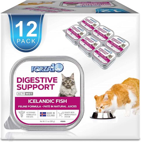 Forza10 Wet Cat Food Intestinal, Fish Salmon Cat Food Flavor, Sensitive Stomach Wet Cat Food for Adult Cats with Gastrointestinal and Digestive Problems (32 Pack) in Saudi Arabia