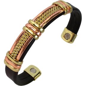 سوار دراجة نارية من النحاس والجلد الحقيقي للرجال والنساء - إكسسوارات مجوهرات مغناطيسية أنيقة لعشاق رياضة السيارات in Kuwait