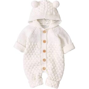 DovFanny Newborn Baby Knitted Sweater Romper Jumpsuit Girls Boys Baby Clothes Unisex Long Sleeve Bodysuit Snowsuit in Kuwait